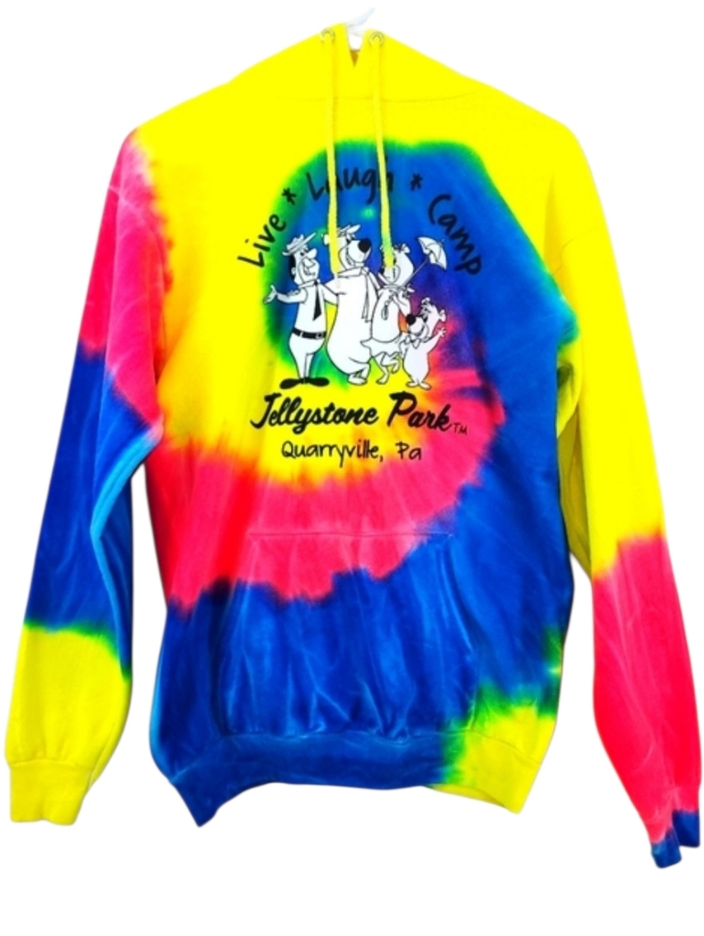 Yogi Bear Jellystone Park Quarryville Pa Tie Dye Hoodie Women's Small Camping